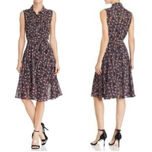 Nanette Lepore Sleeveless black pink white Floral Dress with belt size 6 small